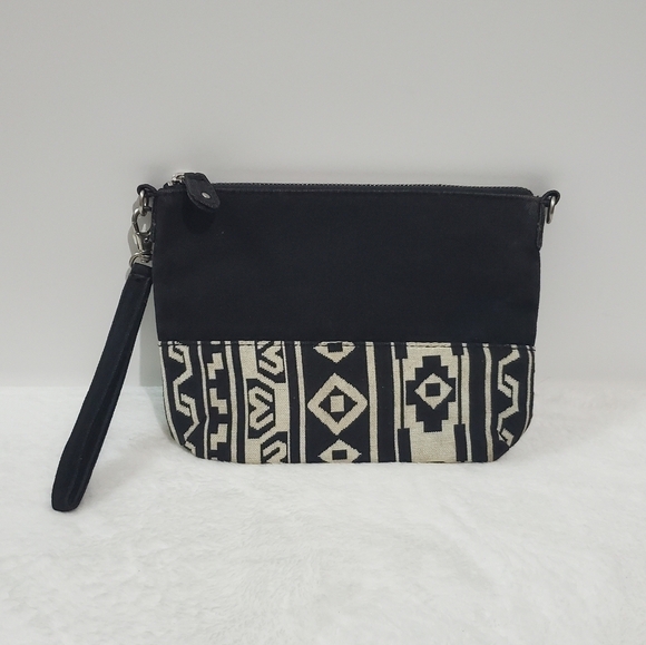 Aeropostale Black Cream Aztec Geo Clutch Wristlet Bag Pouch - Picture 1 of 14